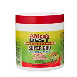 AFRICA'S BEST MAXIMUM STRENGTH SUPER GRO HAIR & SCALP CONDITIONER ELIMINATES DRYNESS & BREAKAGE 149g