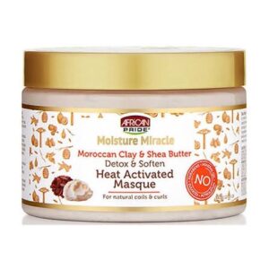 AFRICAN PRIDE MOISTURE MIRACLE MOROCCAN CLAY & SHEA BUTTER DETOX & SOFTEN HEAT ACTIVATED MASQUE 340g