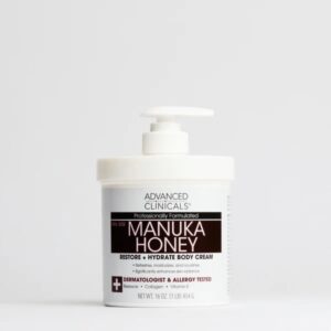 Advanced Clinicals Manuka Honey Body Cream 454g – Crème Hydratante Nourrissante pour Peau Sèche