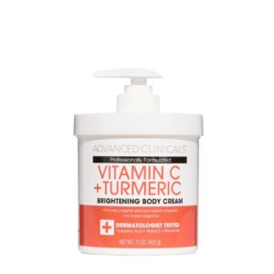 Advanced Clinicals Vitamin C + Turmeric Brightening Body Cream 425g – Crème Éclaircissante au Curcuma et Vitamine C