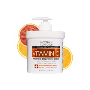 Advanced Clinicals Vitamin C Advanced Brightening Cream 454g – Crème Éclaircissante Avancée à la Vitamine C