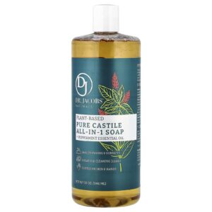 DR Jacobs Pure Castille All in 1 à base de plantes, huile essentielle de menthe poivrée, 946 ml