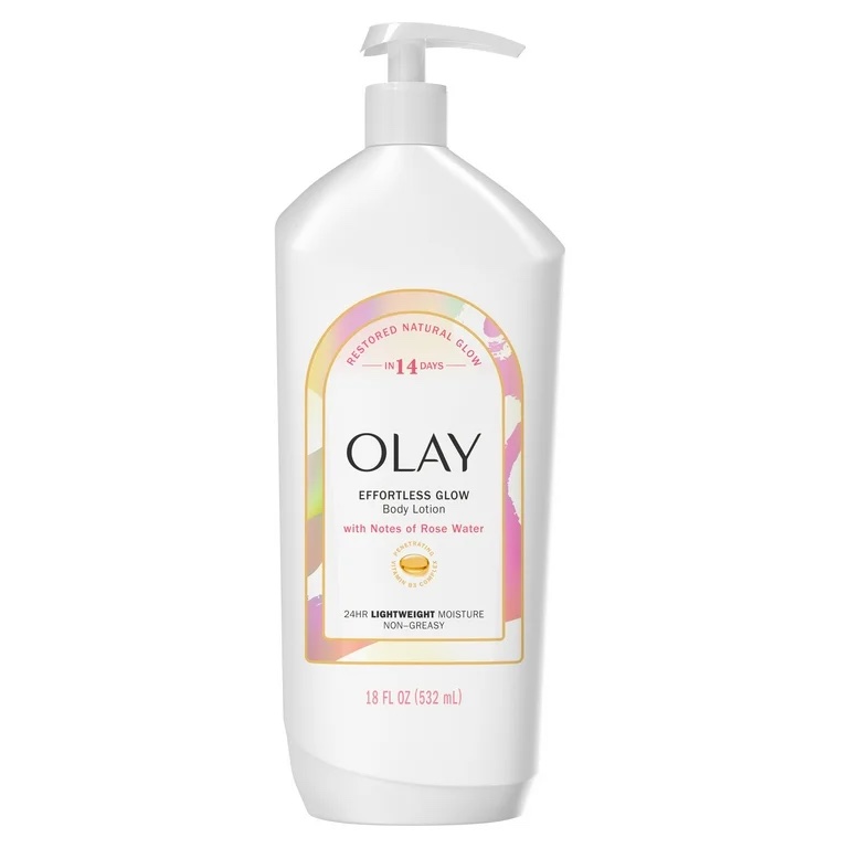 OLAY Effortless Glow Body Lotion with Notes of Rose Water – Lait Corporel Éclat et Douceur à l'Eau de Rose 532ml